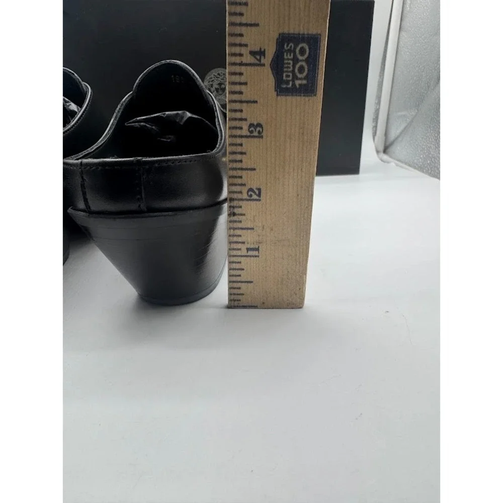 Versace Sabot Leather Western Mule Medusa Gold Toe Black EU 39.5 US 9 NIB - Picture 14 of 14